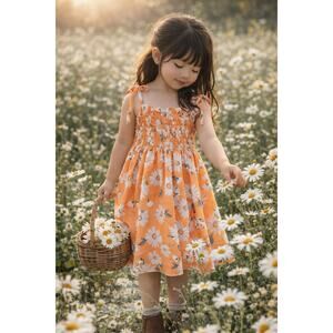 New Golden Daisies Flowy Smocked Midi Dress 4T/5T